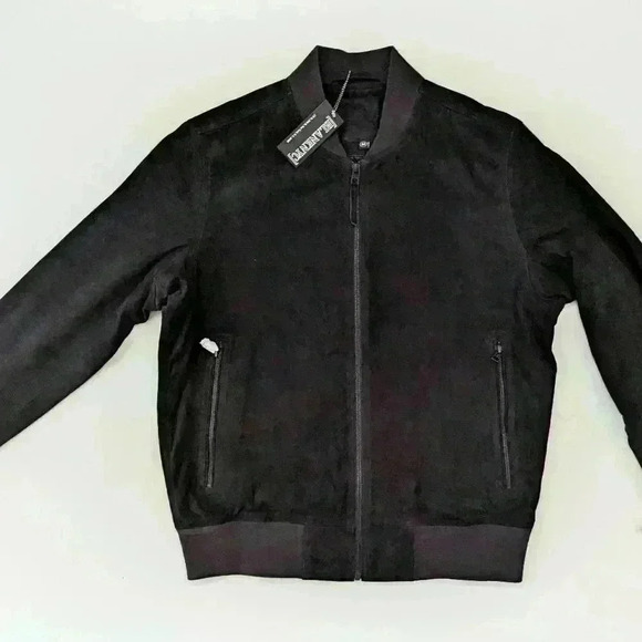 Blank NYC Men's Suede Bomber Jacket Black Size Medium NEW - Picture 3 of 15